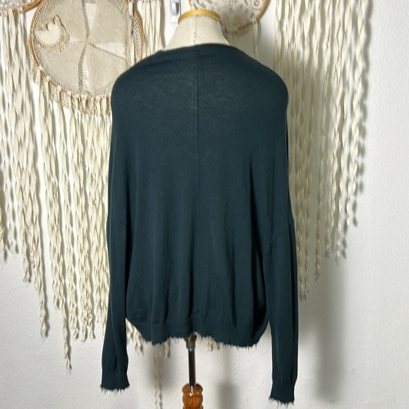 Rundholz Teal Oversized Drop Sleeve Hi/Low Distressed Hemline Sweater M - Picture 6 of 14